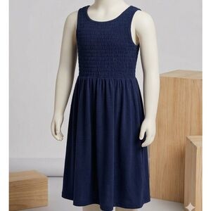 Copper Key Girls Navy Blue Smocked Bodice Dress - Size S